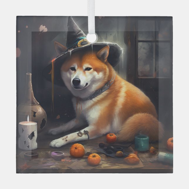 Ornement En Verre Shiba Inu Citrouilles Halloween effrayant (Recto)