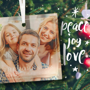 Ornement En Verre Simple Frame Modern Chic Family Photo Holiday