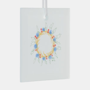Ornement En Verre simple personnalisé jaune bleu aquarelle ajouter l
