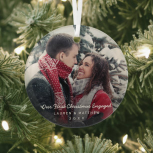 Ornement En Verre Simple Photo Moderne Notre Premier Noël Engagé