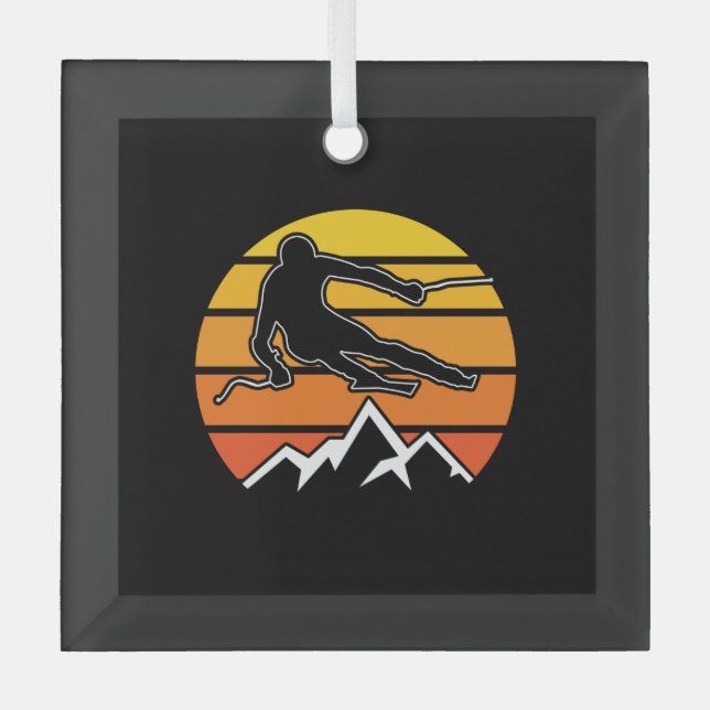 Ornement En Verre Ski rétroactif (Recto)