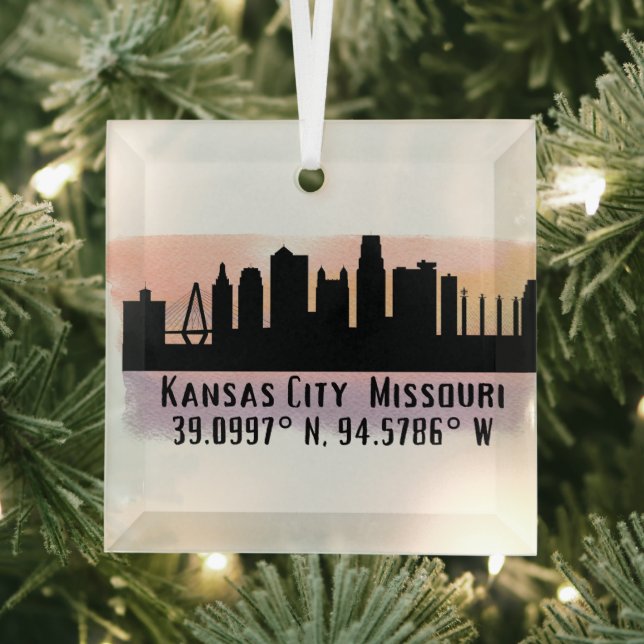 Ornement en verre Skyline de Kansas City MO (Insitu)