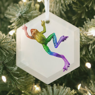 Ornement En Verre SlipperyJoe's Pride Grenouille animal rampant arc-