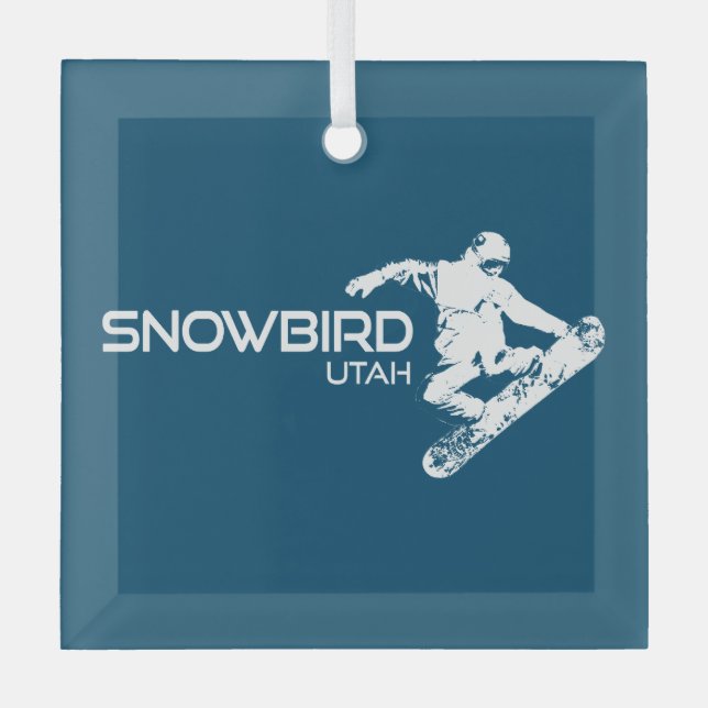 Ornement En Verre Snowbird Utah Snowboardeur (Recto)