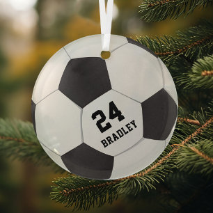 Ornement En Verre Soccer Football Gift   Name Number