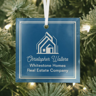 Ornement En Verre Société immobilière chic Blue Realtor personnalisé