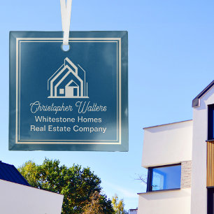 Ornement En Verre Société immobilière chic Blue Realtor personnalisé