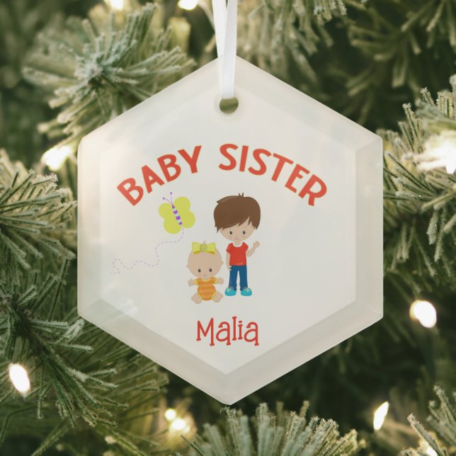 Ornement En Verre Soeur de bébé avec Big Brother Personnalisé (Insitu)
