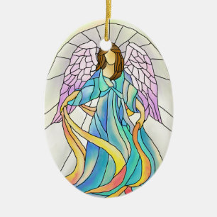 Ornement en verre souillé d'ange