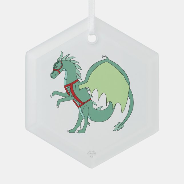 Ornement En Verre Spearmint the Green Ice Dragon Whimsical Art (Recto)