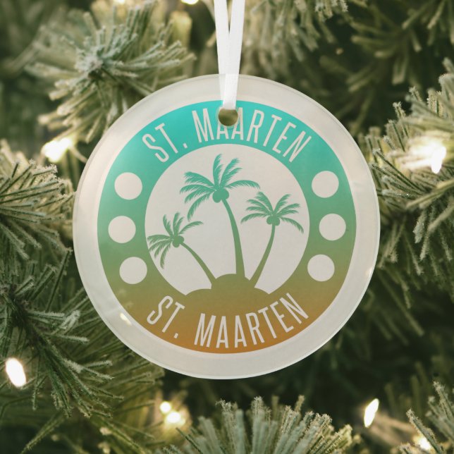 Ornement En Verre St Maarten Ocean Aqua Blue Gradient Sint Martin (Insitu)