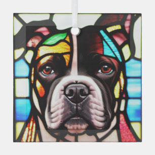 Ornement En Verre Staffordshire Bull Terrier "Verre Tiré"