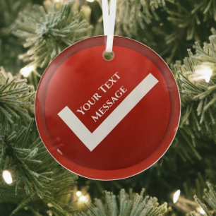Ornement En Verre Symbole de marque de contrôle rouge Noël