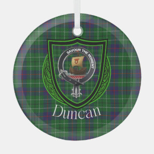 Ornement En Verre Tartan et blason du clan écossais Duncan