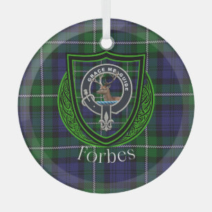 Ornement En Verre Tartan et blason du clan écossais Forbes
