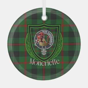 Ornement En Verre Tartan et blason du clan écossais Moncrieffe