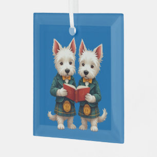 Ornement En Verre Tartans de West Highland Terriers Soirée Burns Lec