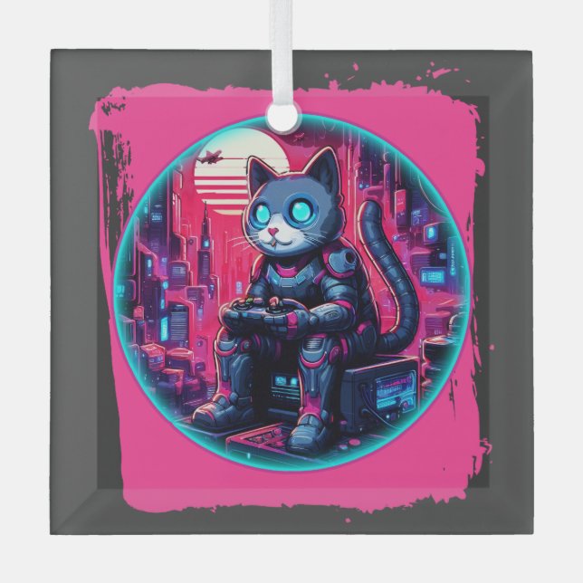 Ornement En Verre Technologies Feline futuriste (Recto)