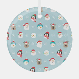 Ornement En Verre Têtes de personnage de Noël : Enveloppement festif