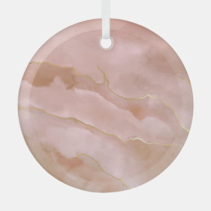 Ornement En Verre Texture or en marbre rose liquide