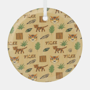Ornement En Verre Tigre de dessin animé : Motif des enfants gai.