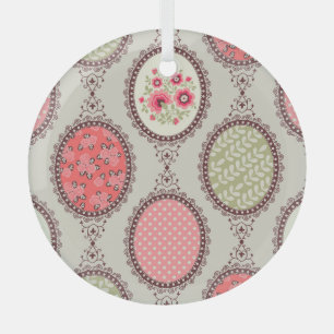 Ornement En Verre Tissu vintage : Patchwork Design sans faille.