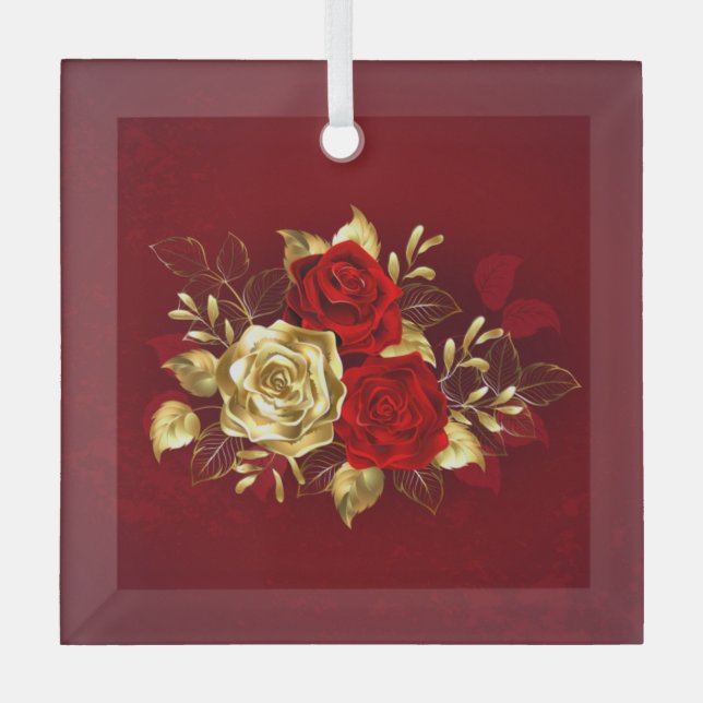 Ornement En Verre Trois Roses de bijoux (Recto)