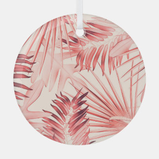 Ornement En Verre Tropical Palm Feuille, Hawaiian Stylish Motif.