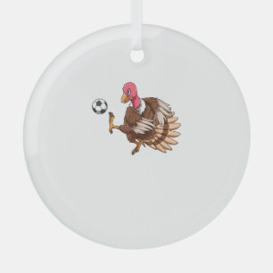 Ornement En Verre Turquie Football Thanksgiving Turquie Jouer Au Foo