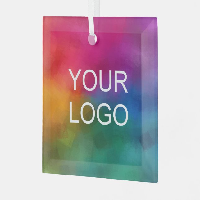 Ornement En Verre Upload Your Own Company Logo Custom Square (Avant gauche)