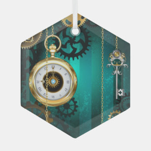 Ornement En Verre Veille bijoux Steampunk sur un Arrière - plan vert