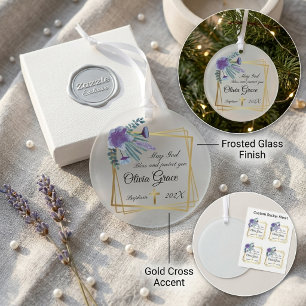 Ornement En Verre Verre personnalisé pour baptême de bébé Fleur viol