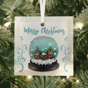 Ornement En Verre Verre Snowball Village Village d'hiver Flammes de 