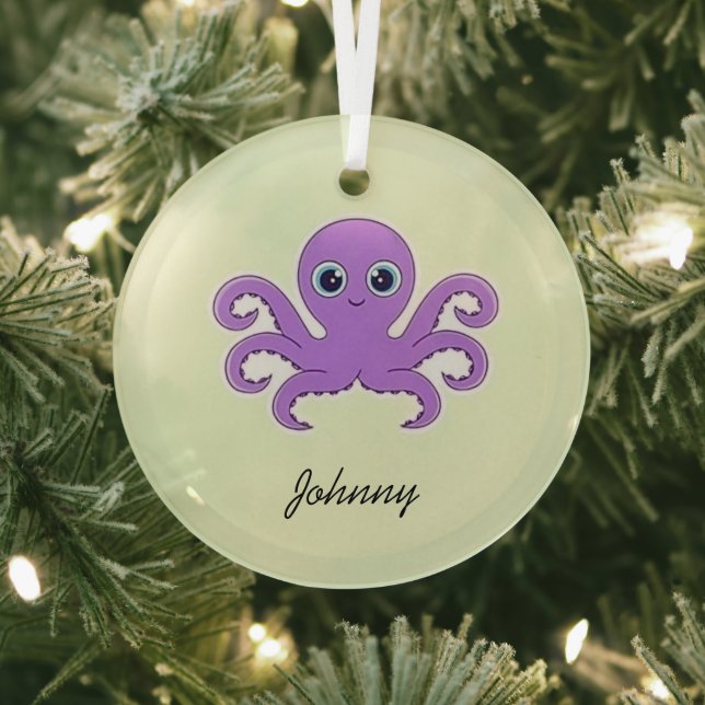 Ornement En Verre Vert octopus mou violet (Insitu)