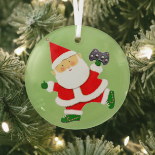 Ornement En Verre Vidéo cadeau de vacances Gamer