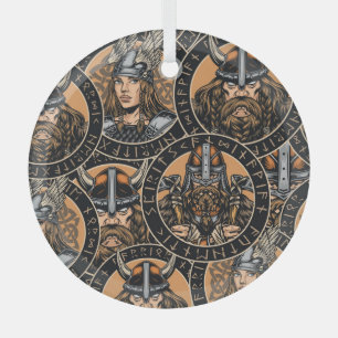 Ornement En Verre Viking Warriors : Motif Vintage coloré