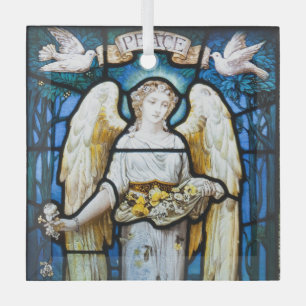 Ornement En Verre Vintage Noël, William Morris "Peace Angel"