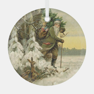 Ornement En Verre Vintage Père Noël Noël Victorien