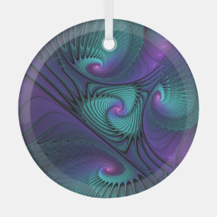 Ornement En Verre Violet Rencontre Turquoise Moderne Art Fractal Abs