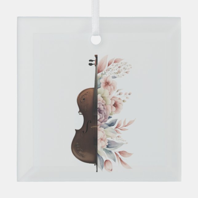 Ornement En Verre Violon aux fleurs. (Recto)