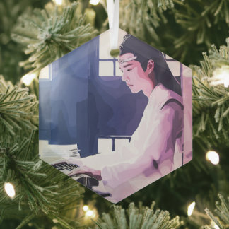 Ornement En Verre Wangji doux jouer la cithare