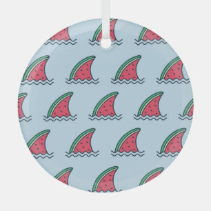 Ornement En Verre Watermelon shark : design motif vague.