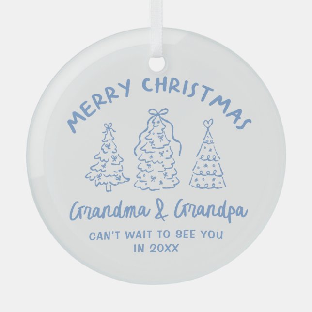 Ornement En Verre Whimsical Grandparents Pregnancy Announcement (Recto)