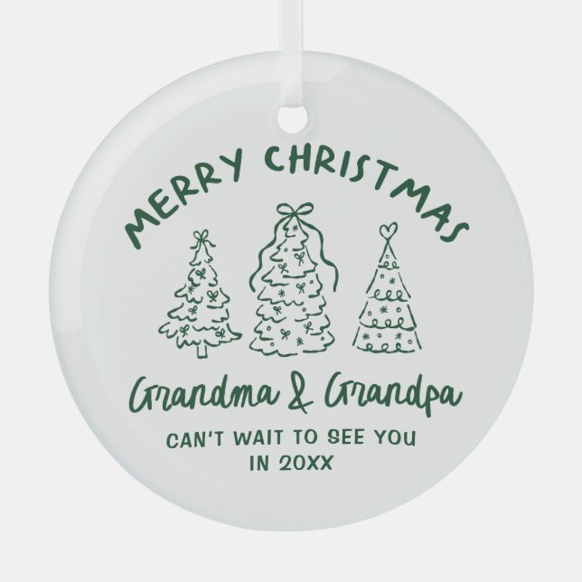 Ornement En Verre Whimsical Grandparents Pregnancy Announcement (Recto)