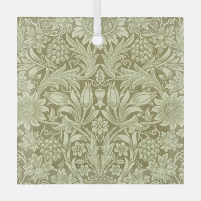 Ornement En Verre William Morris Fleur verte tournesol (Recto)