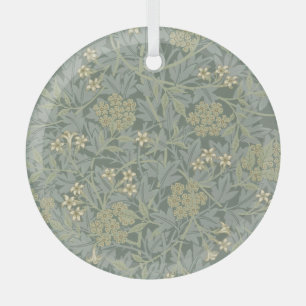 Ornement En Verre William Morris Jasmine Bleu Vert Art Botanique