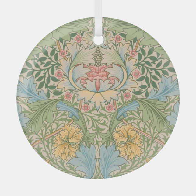 Ornement En Verre William Morris Myrtle Fleur Floral Botanique (Recto)