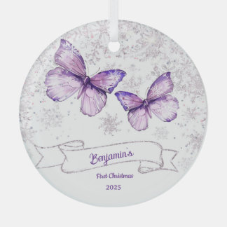 Ornement En Verre Winter Girl Butterfly Baby First birthday