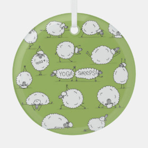 Ornement En Verre Yoga Sheep : Whimsical Sketch Fun.