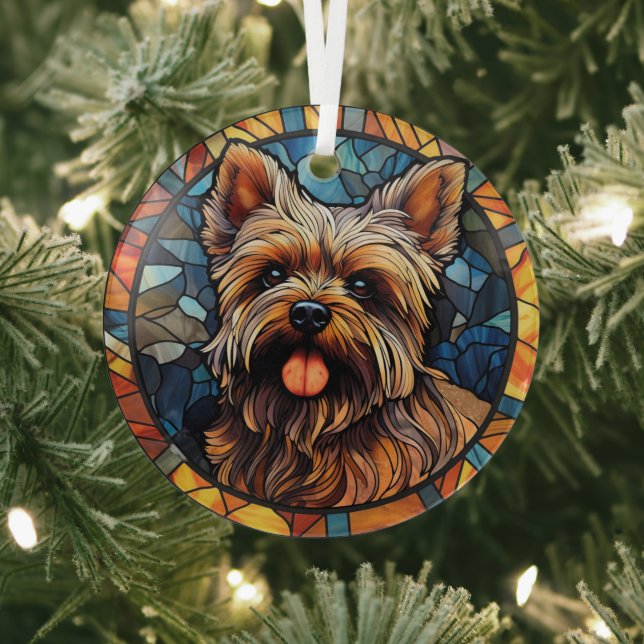 Ornement En Verre Yorkshire Terrier (Insitu)